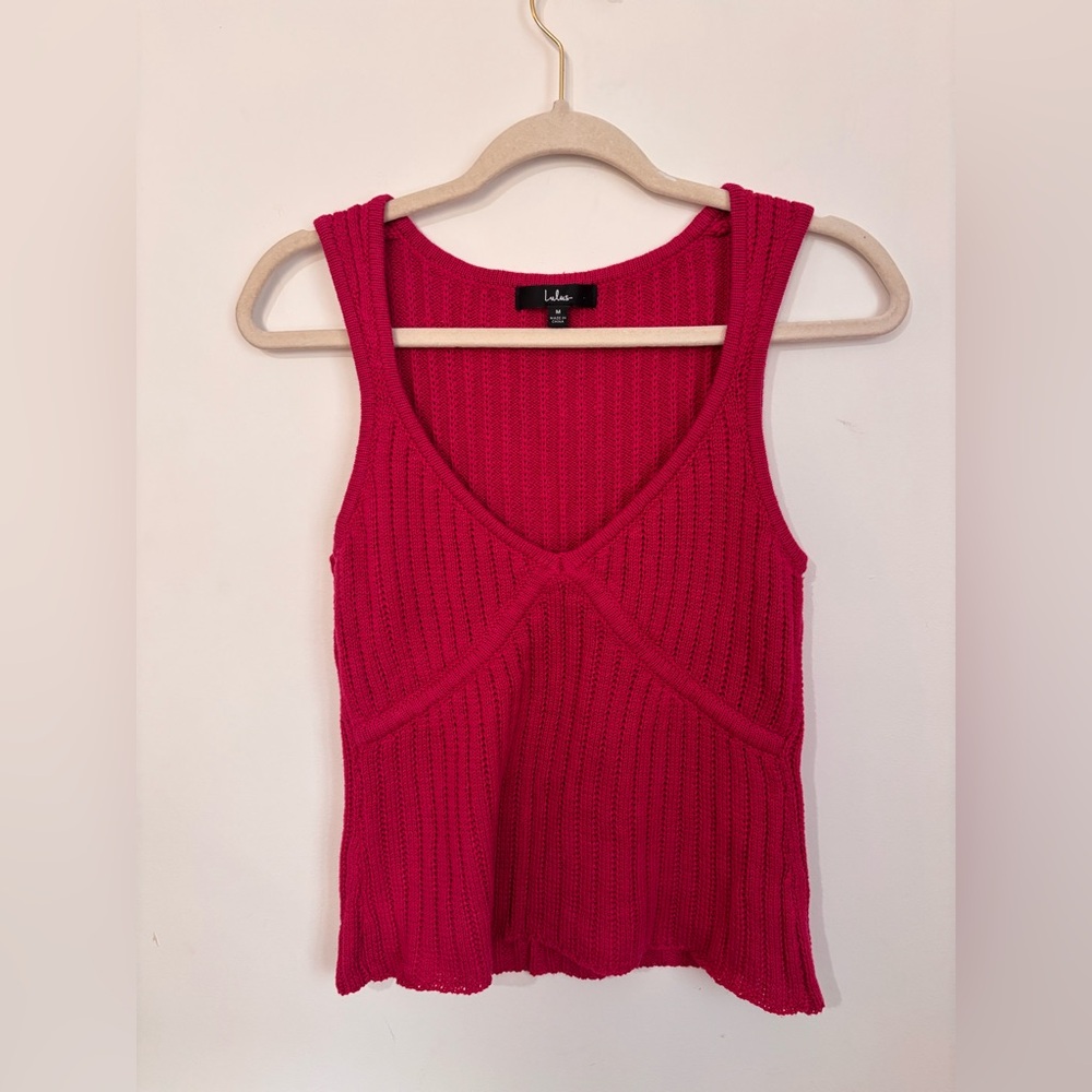 Lulu's Vibrant Pink Ribbed Tank Top